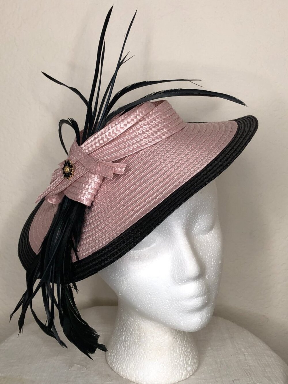 Lovely, Ladies Pink & Black Fascinator- Newly Hand Crafted